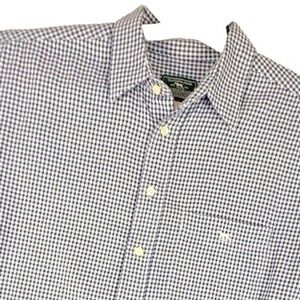 Rodd & Gunn Button Up Shirt Men XL Blue Wht Houndstooth Plaid Cotton Long Sleeve